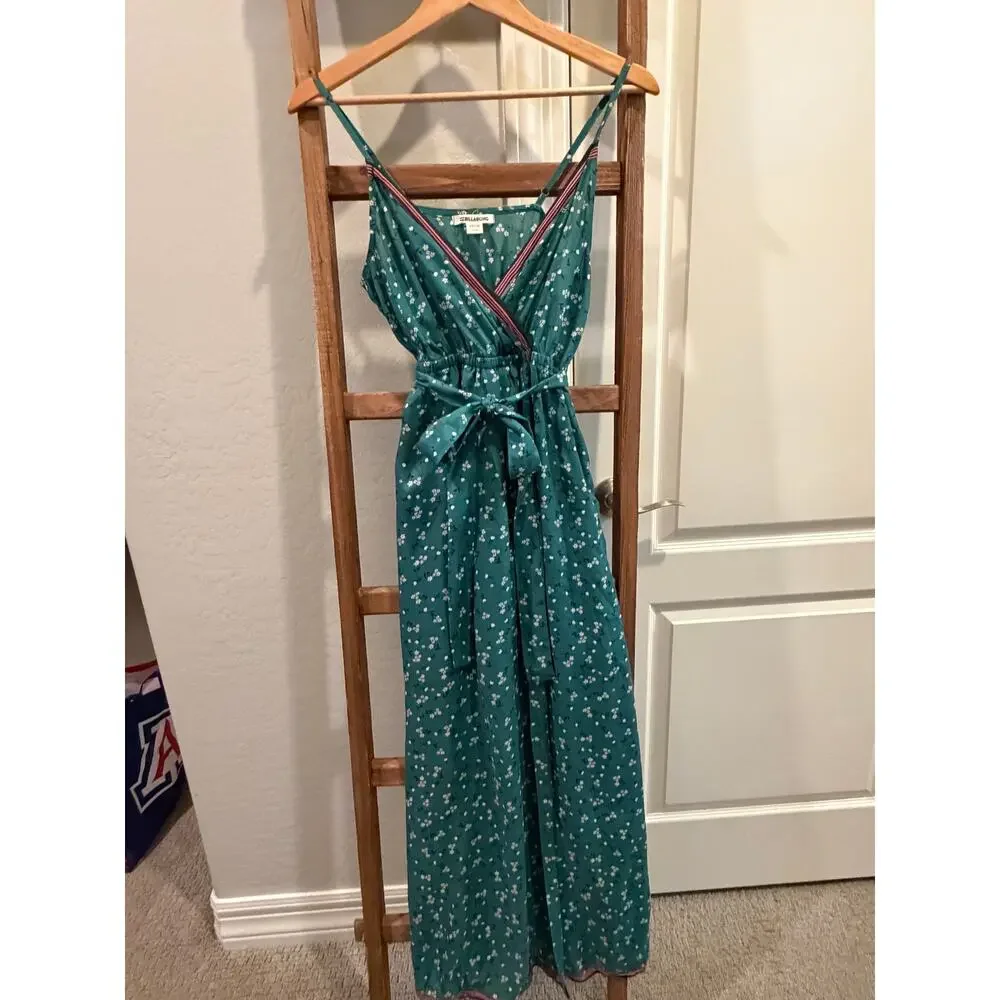 Billabong- Juniors' Soft Seas Green and White Printed Maxi Sundress- Small - Picture 8 of 8